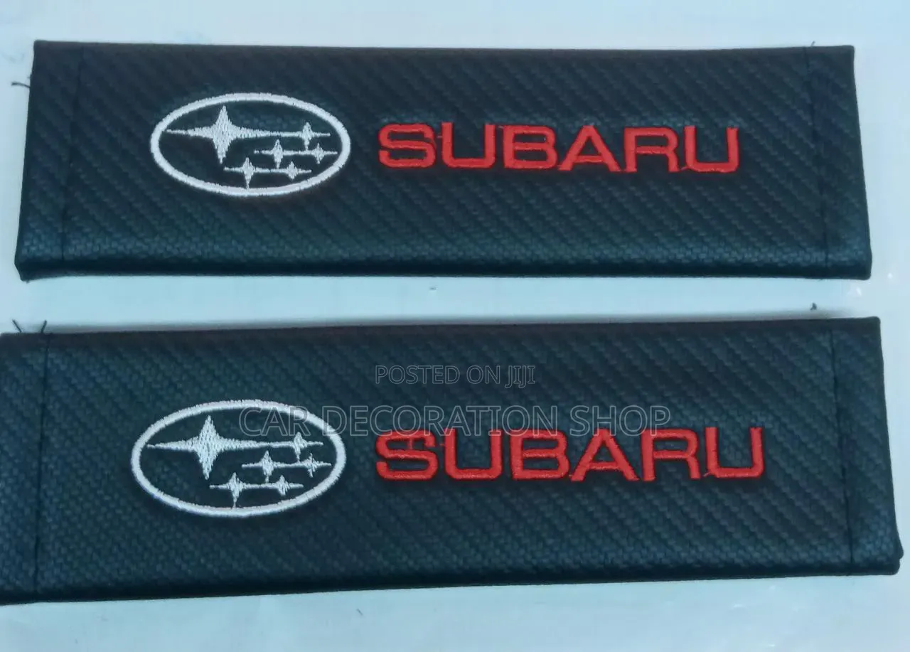 2pc Subaru Safety Belt Branded Cloth Protector Scratch Guards Pad