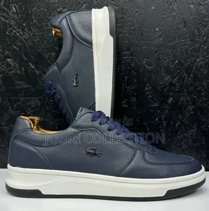 High Quality Blue and White Lacoste Leather Casual Sneakers