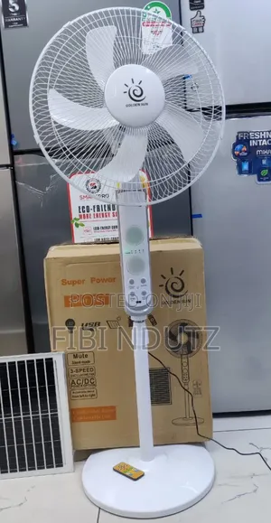 15w Solar Fan Has Ac Power Adapter and a Remote Control