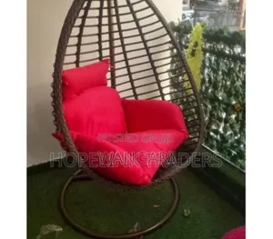 With Red Pillow Outdoor Swing Chair