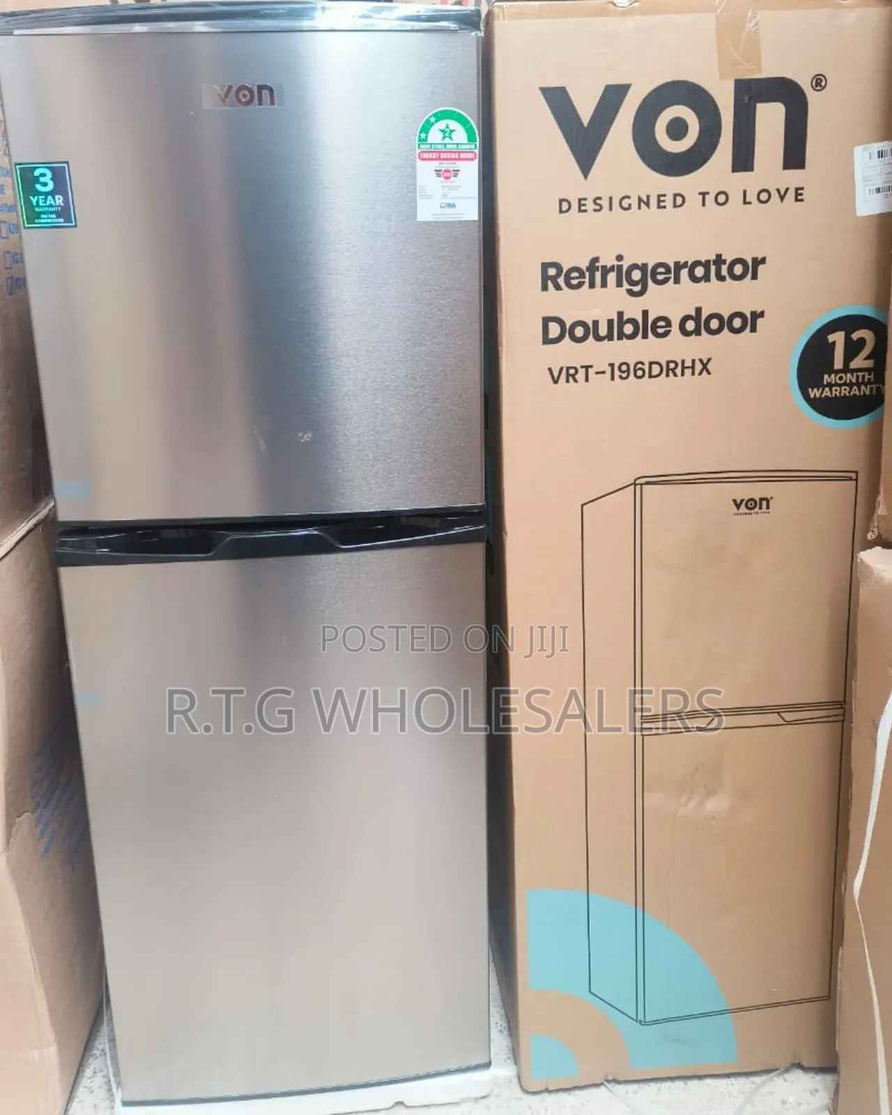 Von VRT-196drhx 195l Double Door Refrigerator