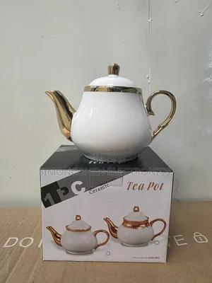 Ceramic Tea Pot With Golden Handles
