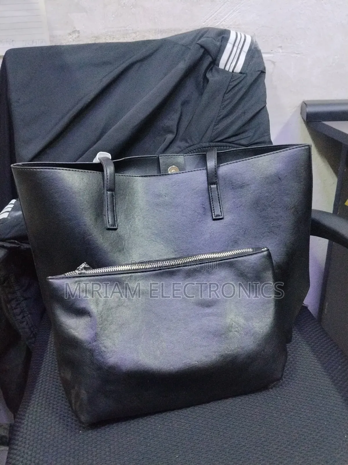 Two in 1 Black Leather Bag on Offer