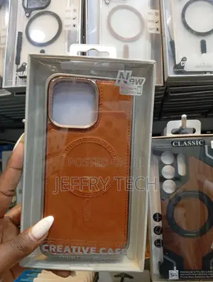 Leather Phone Cover With Magsafe Wireless for Apple iPhone Models.