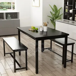 Diego Dining Table Set for 4 With 2 Benches Black Oak