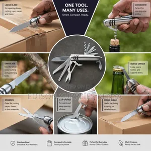 Pocket Knife Multifunctional 8-in-1 Multi Tool Knife Opener Cork Screw