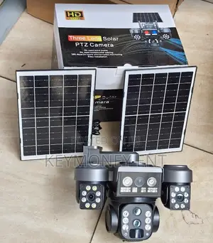 Dual Lens Dual Panel V380 Three Lens 4g Solar Camera With Strobe Light