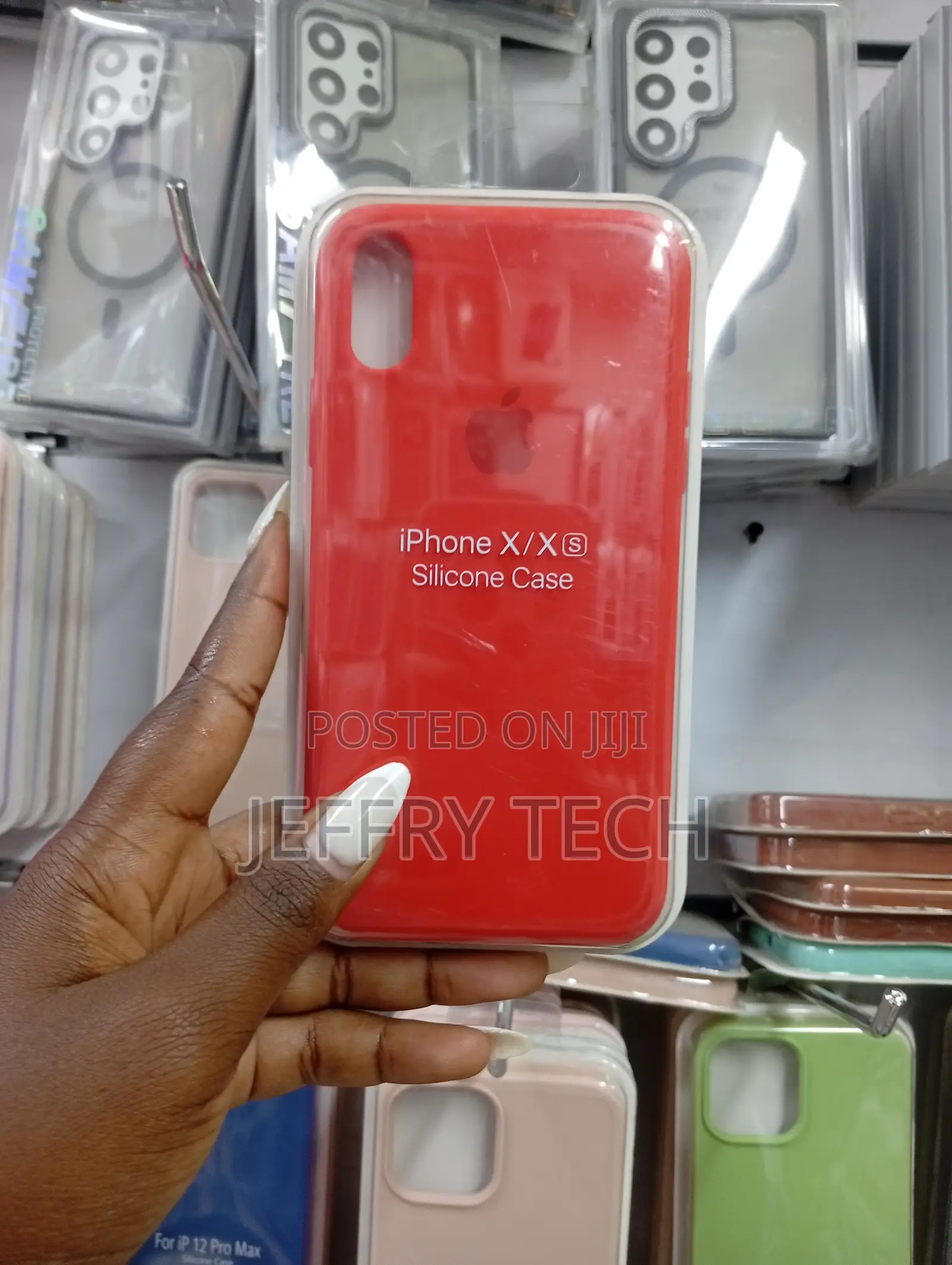 Red Silicone Protective Case for the Apple iPhone X or iPhone Xs.
