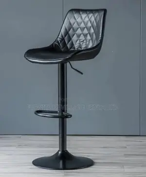 Barstool;Black Leather High Stool With Backrest (Adjustable)