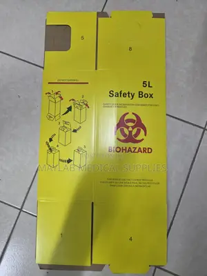 Yellow 5 Litre Safety Box|Medical Sharps Disposal Biohazard Waste