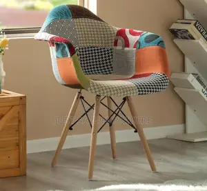 Modern Patchwork Eames Chair – Stylish Wooden Legs Chair