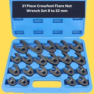21 Piece Crowfoot Flare Nut Wrench Set 8 to 32 Mm Tool Kit