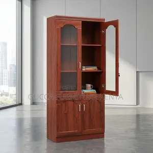 2-Door Mahogany Glas Fronted Document Cabinet