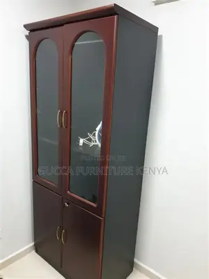 2-Door Mahogany Glas Fronted Document Cabinet