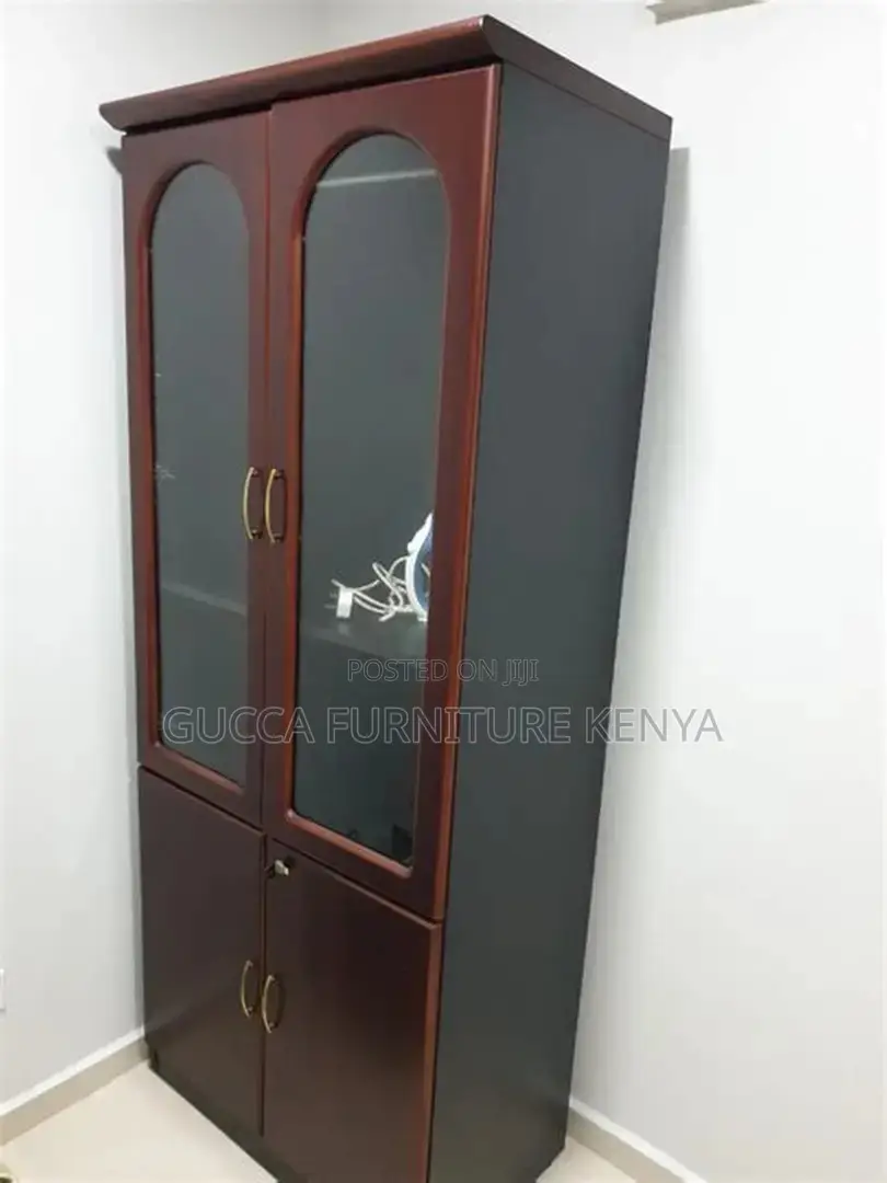 2-Door Mahogany Glas Fronted Document Cabinet