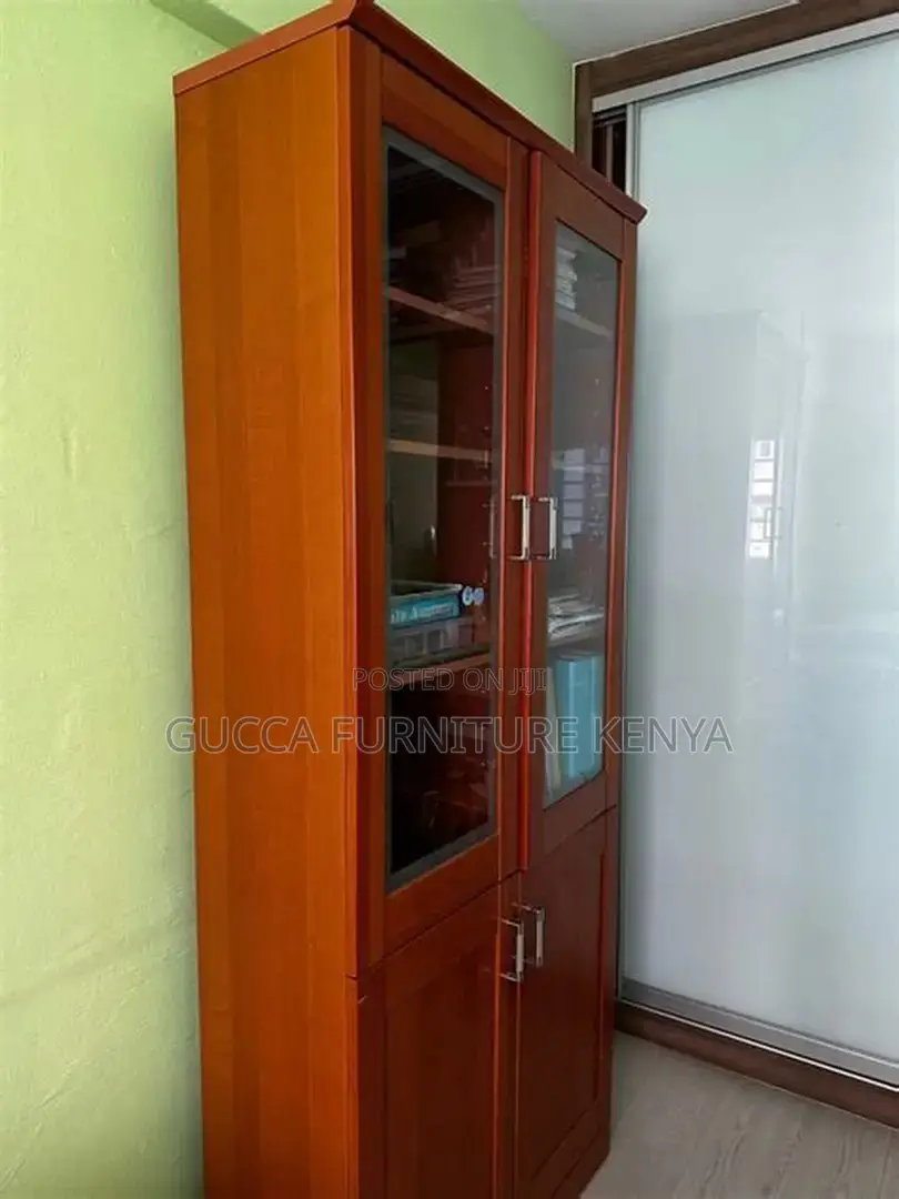 2-Door Mahogany Glas Fronted Document Cabinet