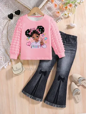 Girls Stylish Pink Top and Black Tight 4-8yrs