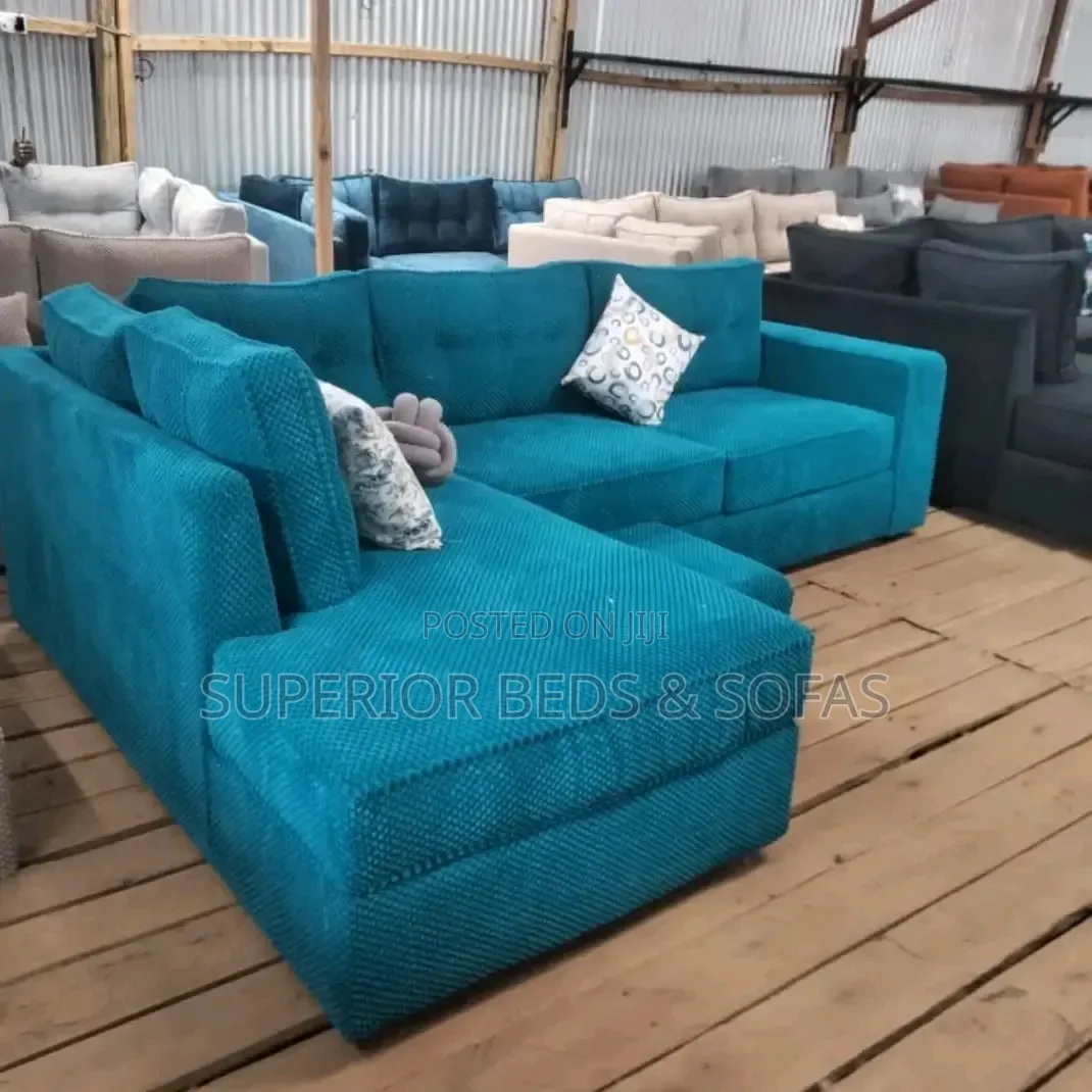 Blue 5 Seater L-Shaped Sofa