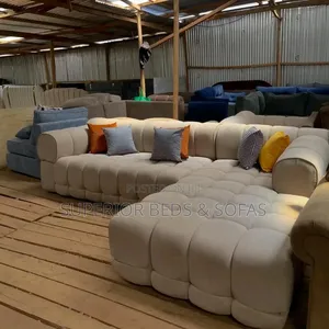 Beige L-Shape Bubble Sofa (5 Seater)