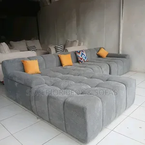 Grey L Shape Sofa Bubble Design (5 Seater)