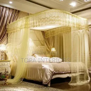 6x6 King Size Curved Rail Drapery Mosquito Net Mesh Curtains