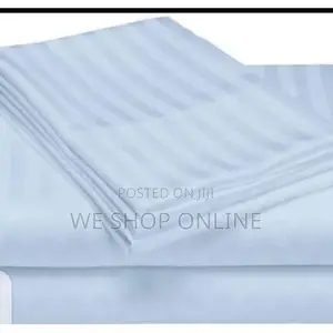6*7, 2 Cotton Stripped White Bedsheets 2 Pillowcases