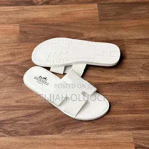 Hermes White Slim Leather Sandals