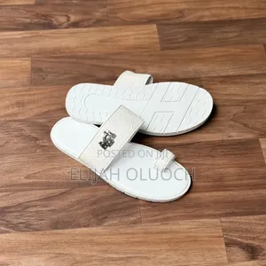 Hermes White Slim Leather Sandals