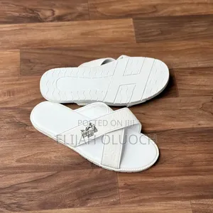 Hermes White Slim Leather Sandals