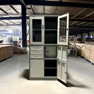 2-Door Half Glass Document Cabinet With a Safe