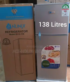 Nunix 138 Litres Large Capacity 2 Door Fridge - Silver-Grey