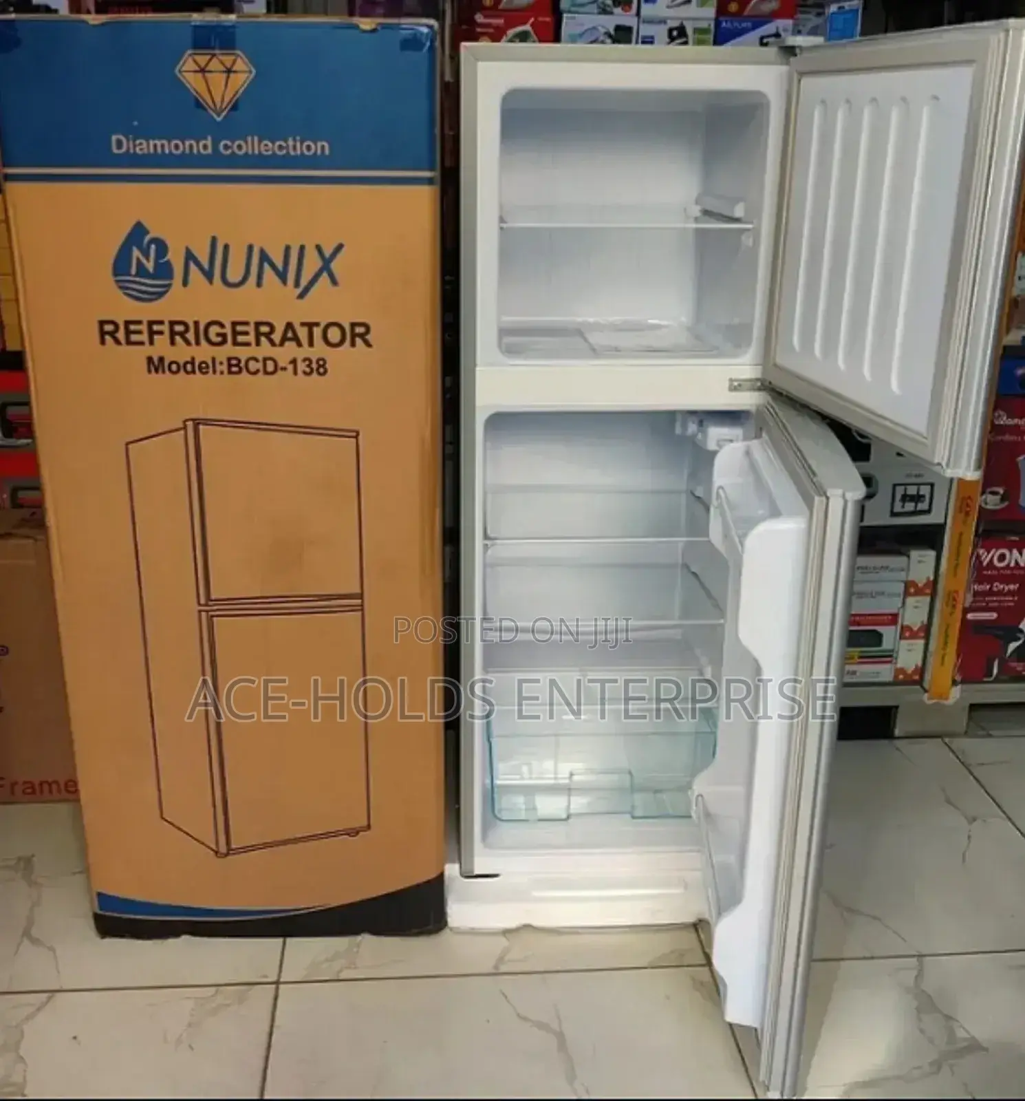 Nunix 138 Litres Large Capacity 2 Door Fridge - Silver-Grey
