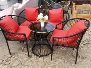 Black Metal Bistro Set With Cushions
