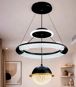 Modern Led Chandelier With Crystal Circular and Dome-Shaped Light He3