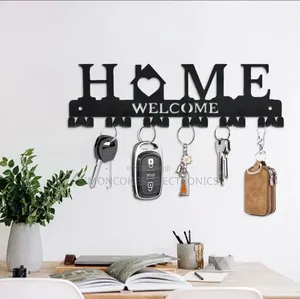Black Metal Wall-Mounted Key Holder