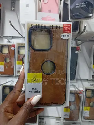 iPhone 16 Pro Max Brown Faux Leather Phone Case