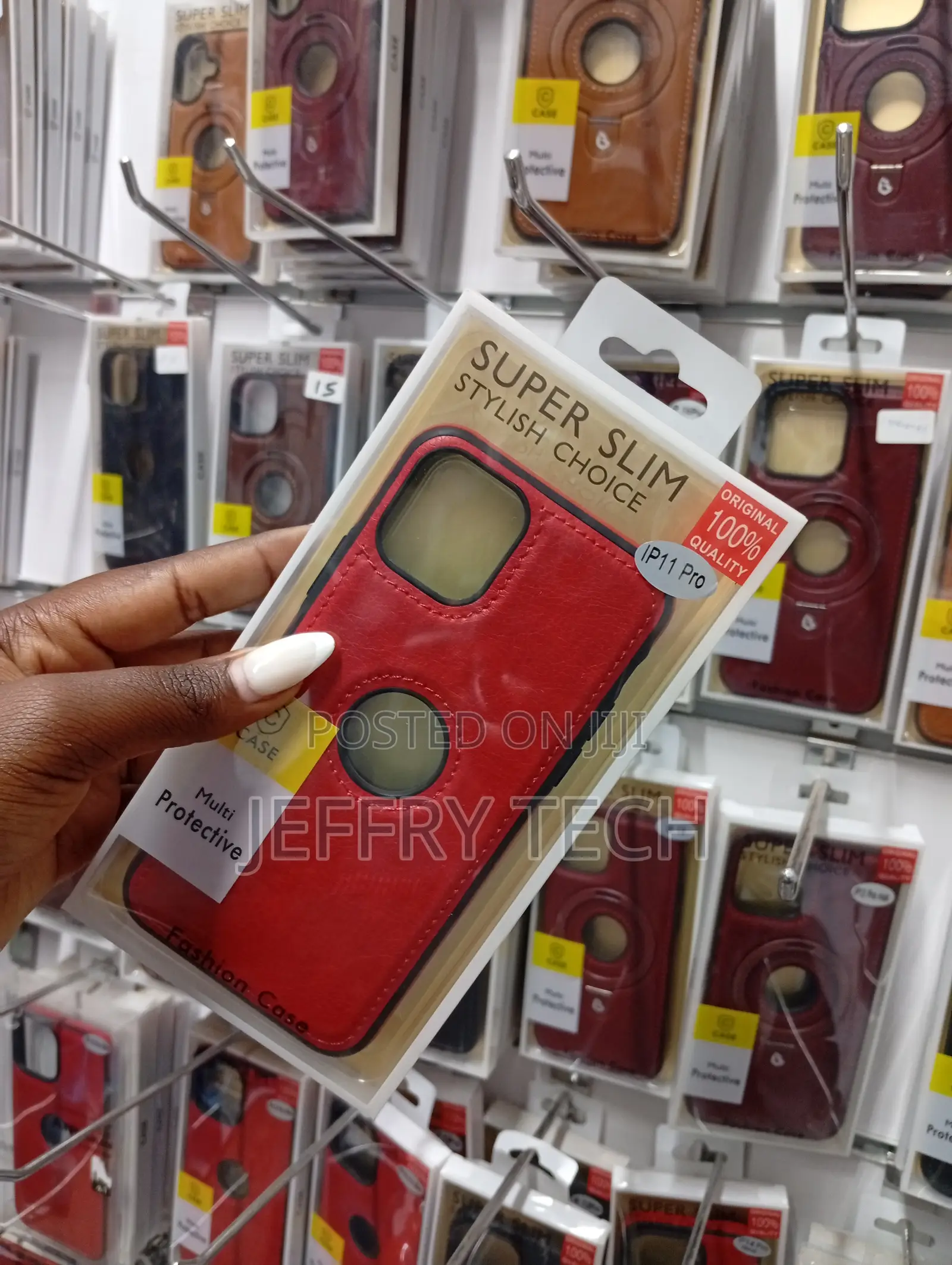 iPhone 11 Pro Red Protective Leather Back Cover Case
