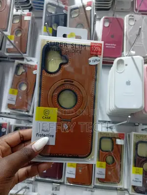 iPhone 16 Plus Leather-Style Back Cover With a Magnetic Stand Case