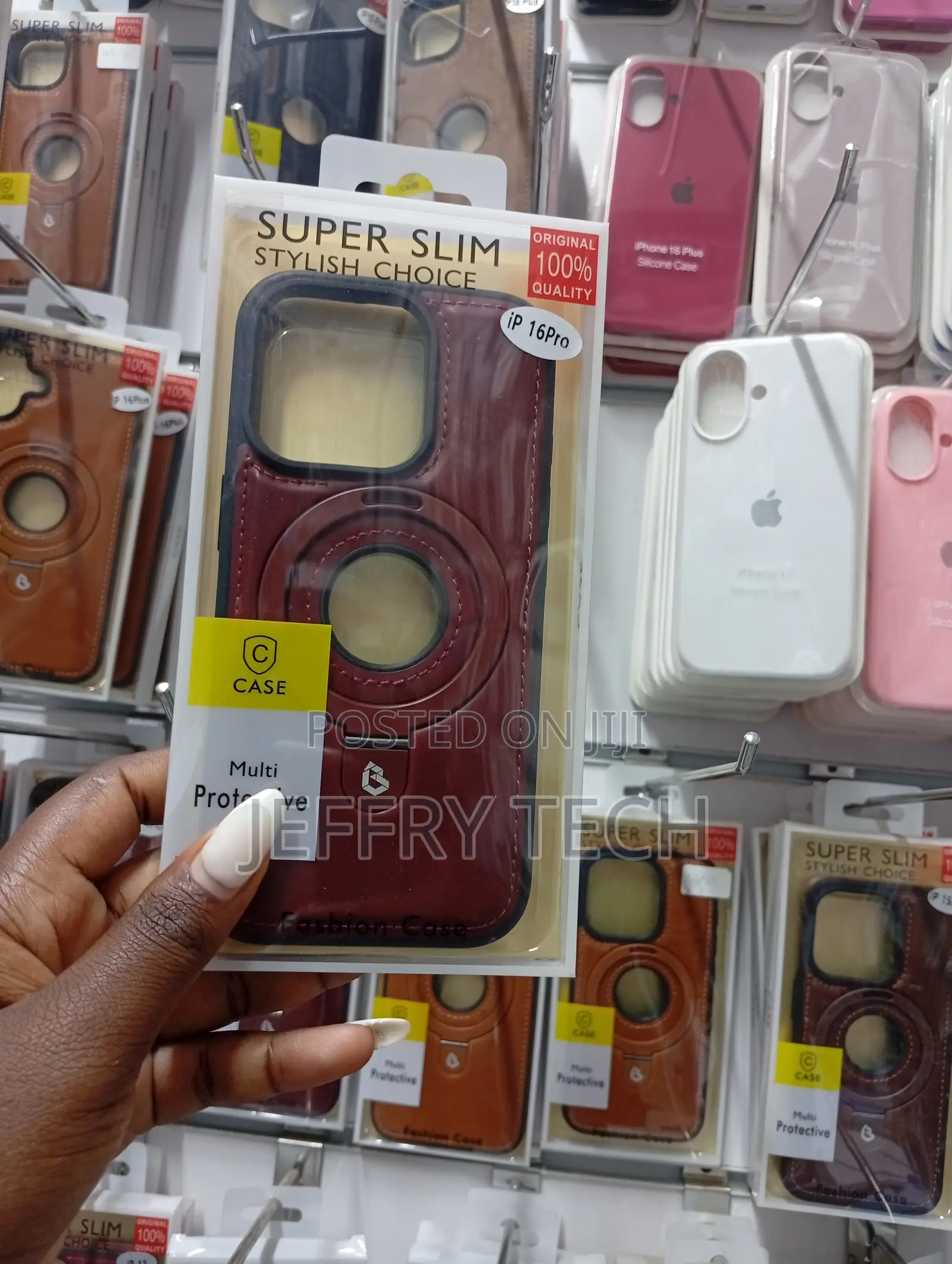 iPhone 16 Pro Slim Branded Magnetic Leather Case