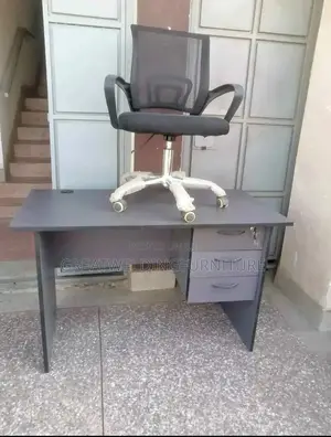 1.2m Grey Office Desk With Three Side Drawers