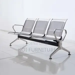Office Benches; Three Seaters Silver Stainless Steel Benches