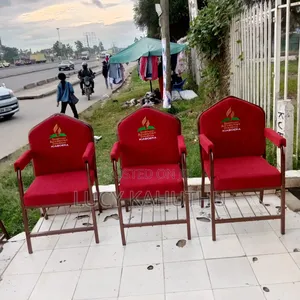 Red Bishop Chairs With Log and Copper Powder Coating