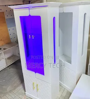 Modern White Kitchen Pantry Cabinet With Led Display
