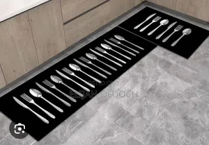 Black Heavy Grip Rubber Underside Floor 2pcs Set 3d Kitchen Mat