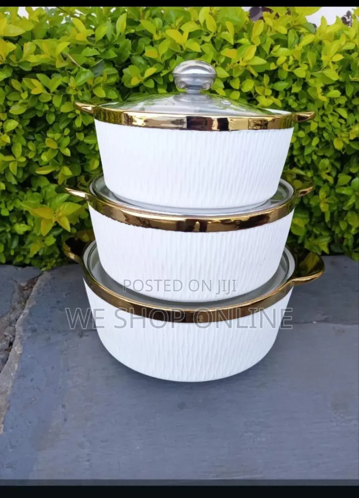 3pcs Set Gold Ceramic Casserole