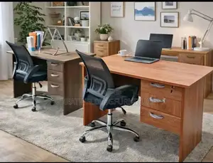 Adjustable Three Drawers With A Black Office Mesh Chair