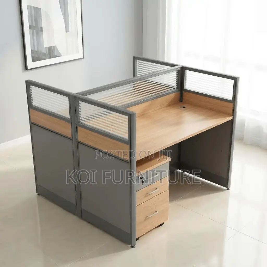 Office Chairs; Two Users Functional MDF Office Workstations