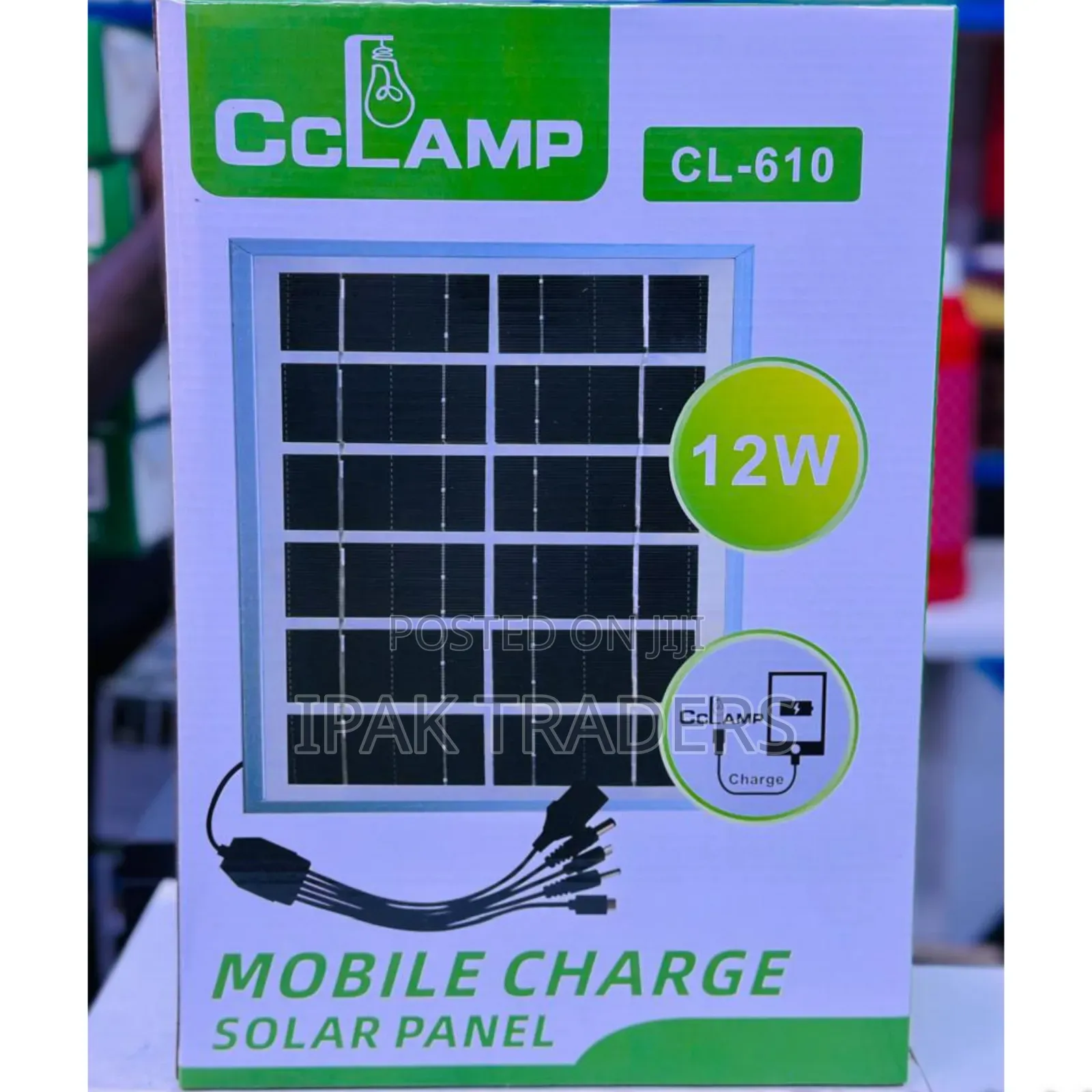 Mobile Charge Solar Panel With Multiple Connectors 12w