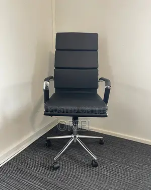 Executive Boardroom Table :- Ribbed Leather Mid-Back Office Chair