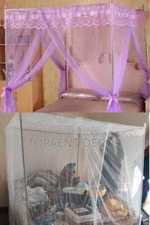 Purple and White Comfort That Protects 4 Stand Mosquito Nets